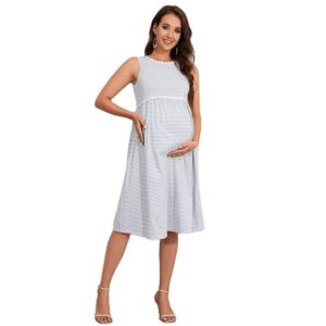 Babypearl Sleeveless Tank Stripe Maternity Dress