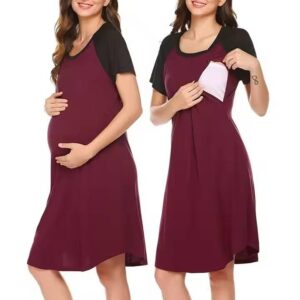 Luna Breastfeeding Maternity Zipper Dresses Pajamas