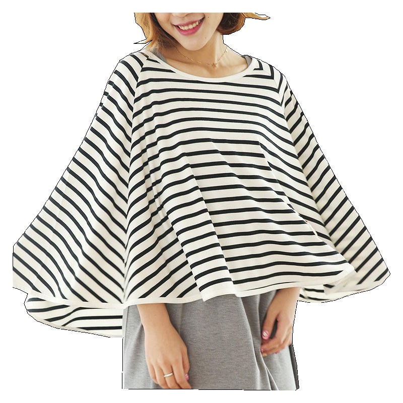 Classic Stripes” Nursing Cover black-white