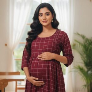 Windowpane Pattern Nursing Kurti Top