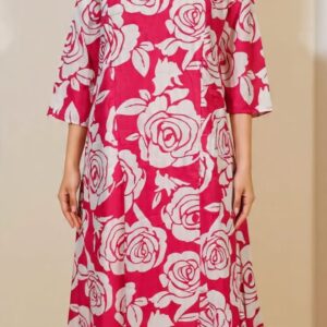 Elegant Pink Printed Feeding Kurti Set