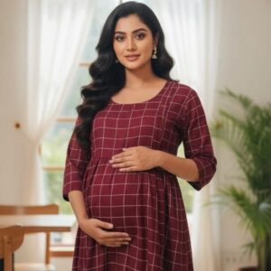 Windowpane Pattern Nursing Kurti Top