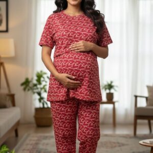 Heart Printed Feeding Top and Pant